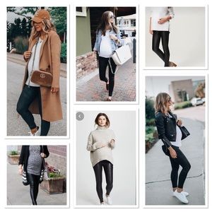 Pea in the Pod black faux leather leggings sz L